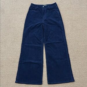 Rolla's Studio Flare Corduroy Pants size 27 High Rise Navy Blue